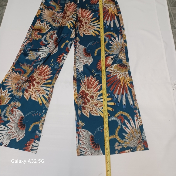 Rachel Zoe Blue and Red Wide-Leg Pants with Tropical Print Size S - Picture 13 of 13
